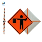 Roll Up Sign & Stand - 36 Inch Reflective Flagger Ahead Roll Up Traffic Sign